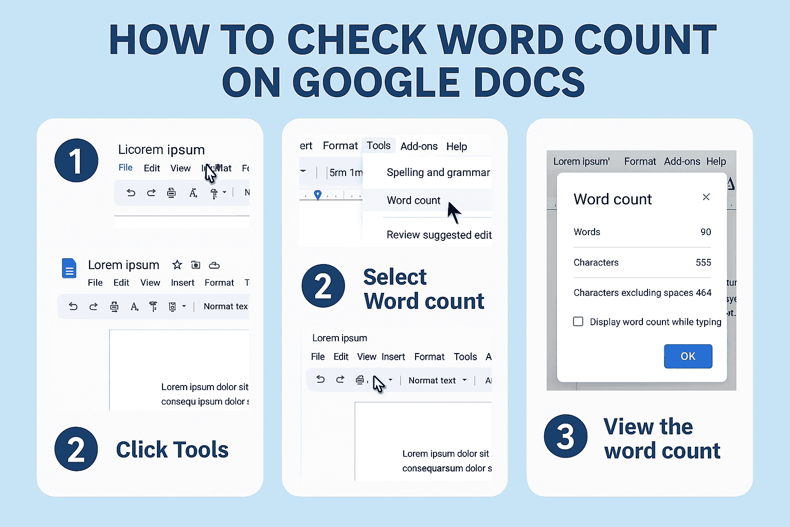 Check Word Count on Google Docs